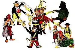 L'ours russe (assis, à droite) parmi les puissances européennes courtisées par Bismarck pour isoler la France