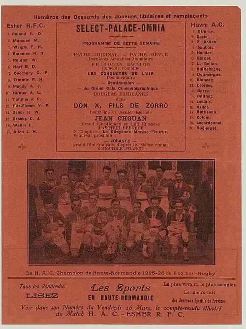 Le H.A.C., Champion de Haute-Normandie, 1925-1926. BIbliothèque municipale du Havre. En ligne sur Nutrisco