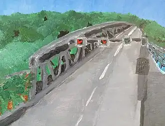 Peinture du Pont de la Manda par l'artiste carrossois Donovan Kajuu.