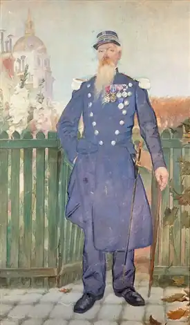 Le colonel Henri Willette devant les Invalides, le père du peintre, 1887.