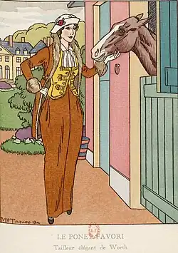 « Le poney favori.Tailleur élégant de Worth. »La Gazette du Bon Ton, 1913.