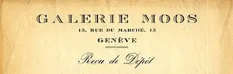 Papier à entête de la Galerie Moos à Genève vers 1917. Ville de Genève. Musées d'art et d'histoire. BAA - Archives de la Galerie Moos, 1999