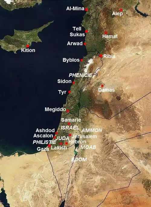 Principaux sites du Levant vers 1200