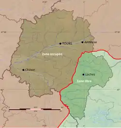 Carte en couleurs matérialisant le tracé d'une frontière administrative.