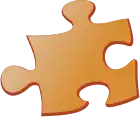 Pièce de puzzle de couleur orangée.