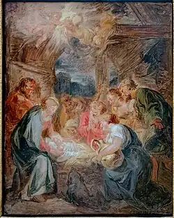 L'Adoration des bergers, fin XVIIIe&nbsp;siècle, Jean-Honoré Fragonard.