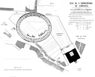 Plan de masse de l'amphithéâtre (1852).