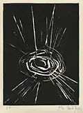 9. Therloïc Brossard, Soleil, 1970, linogravure, 23 x 30,5 cm, collection particulière.