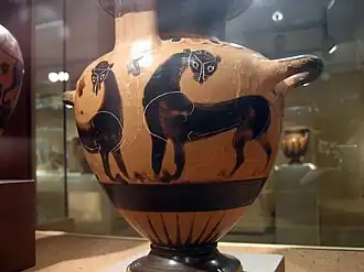 Lion, sur un vase à figures noires.