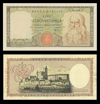 50&nbsp;000&nbsp;lires Leonardo da Vinci (1967-79)