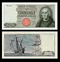 5&nbsp;000&nbsp;lires Cristoforo Colombo (1964-82)