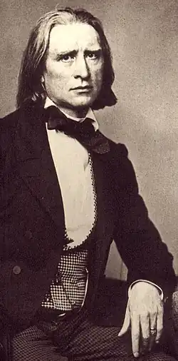 Détail d'une photographie de Franz Liszt par Franz Hanfstaengl (1858).