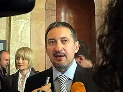 Ljubčo Georgievski, président du parti de 1990 à 2002 et président du gouvernement de 1998 à 2002.