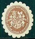 Marque de sceau de l'administration générale baronniale du château de Loburg avec les armoiries de la famille Beverfoerde-Werries.