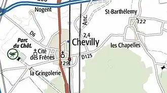 Localisation de Chevilly à l'échelle locale. © IGN.