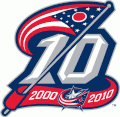 Logo du dixième anniversaire des Blue Jackets