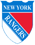 Logo en forme d'écu avec les mots New York inscrit en haut et Rangers en travers