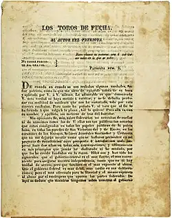 Édition du 5 mars 1823 de Los Toros de Fucha