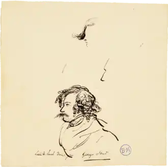 Lottin de Laval dessiné à la plume de George Sand.