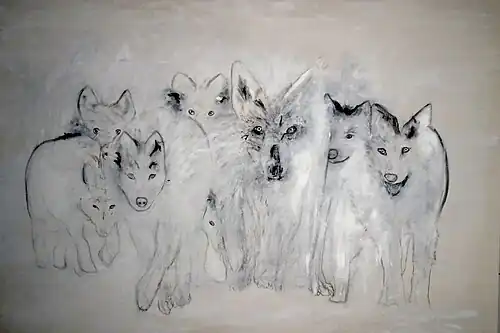 La bande des loups, technique mixte sur toile 157&nbsp;×&nbsp;210&nbsp;cm