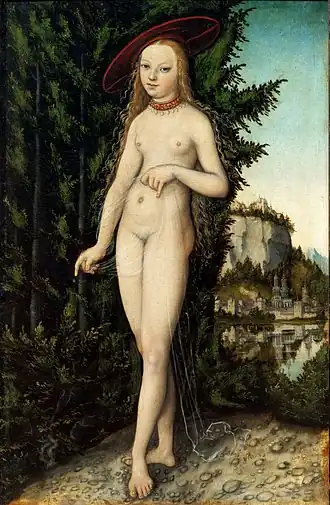 Lucas Cranach l'Ancien : Vénus debout dans un paysage