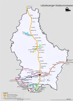 Carte du réseau ferroviaire.