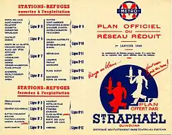 La liste des stations-abris du métro parisien en janvier 1940.