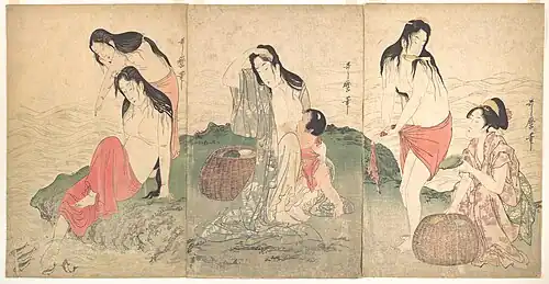Les pêcheuses d'ormeaux, Utamaro, Japon, vers 1797–1798.