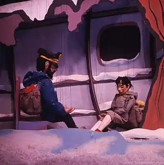 Le Capitaine Haddock et Tchang.(Marionnettes de « Tintin au Tibet »de Micheline Legendre)