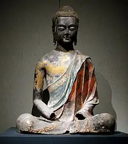 Statue de Bouddha assis en technique de laque sèche