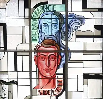 Vitrail symbolisant la sécurité et la prévoyance