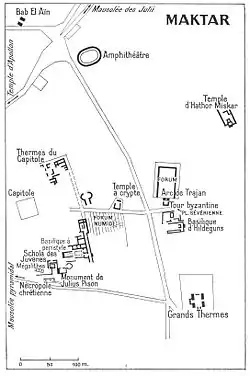 Plan du site archéologique de Makthar