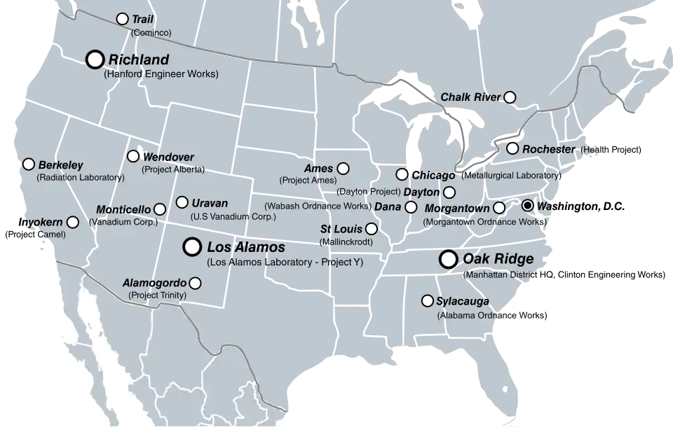 Carte des États-Unis et du sud du Canada où est indiquée l'emplacement des principaux centres du projet.