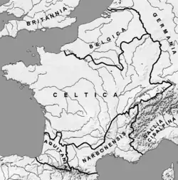 Carte en noir et blanc de la Gaule.