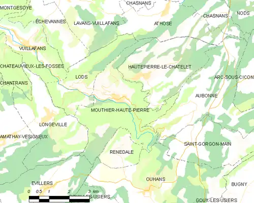 Carte représentant les limites territoriales de plusieurs communes.