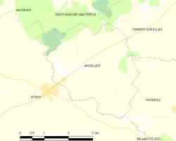 Carte de la commune d'Ardelles.