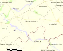 Carte de la commune de Bazoches-en-Dunois, 2012.