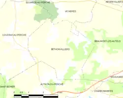 Carte de la commune de Béthonvilliers.