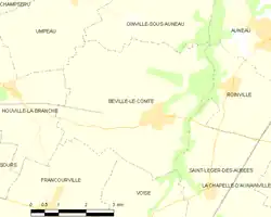 Carte de la commune de Béville-le-Comte.
