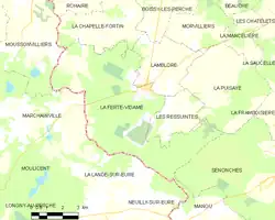 Carte de la commune de la Ferté-Vidame.