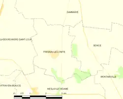 Carte de la commune de Fresnay-le-Comte.