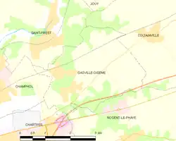 Carte de la commune de Gasville-Oisème.