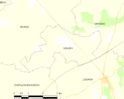 Carte de Gohory et des communes limitrophes.