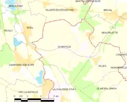 Carte de la commune de Guainville.