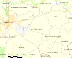 Carte de la commune de Lutz-en-Dunois, 2012.
