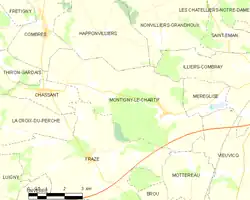 Carte de la commune de Montigny-le-Chartif.