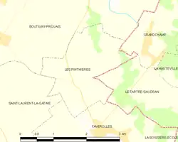 Carte de la commune des Pinthières.