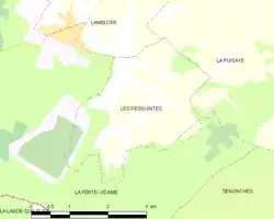 Carte de la commune des Ressuintes.