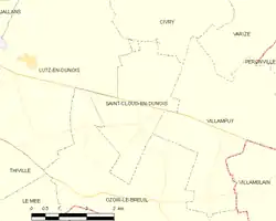 Carte de la commune de Saint-Cloud-en-Dunois, 2012.