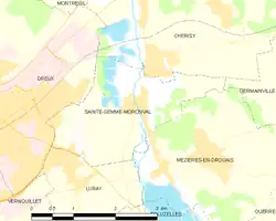 Carte de la commune de Sainte-Gemme-Moronval.